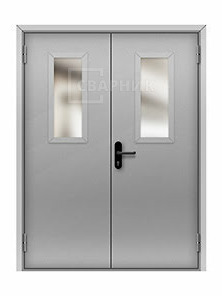 Противопожарная дверь в электрощитовую EI-15 двупольная остекленная